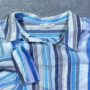 Jane and Delaney Striped Button Down Shirt 1X Blue‎ White Casual Top